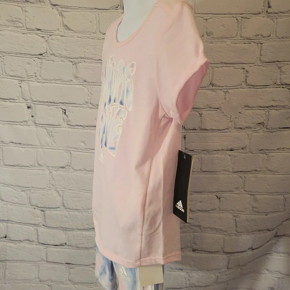 Adidas Tee & Printed Bike Shorts Set